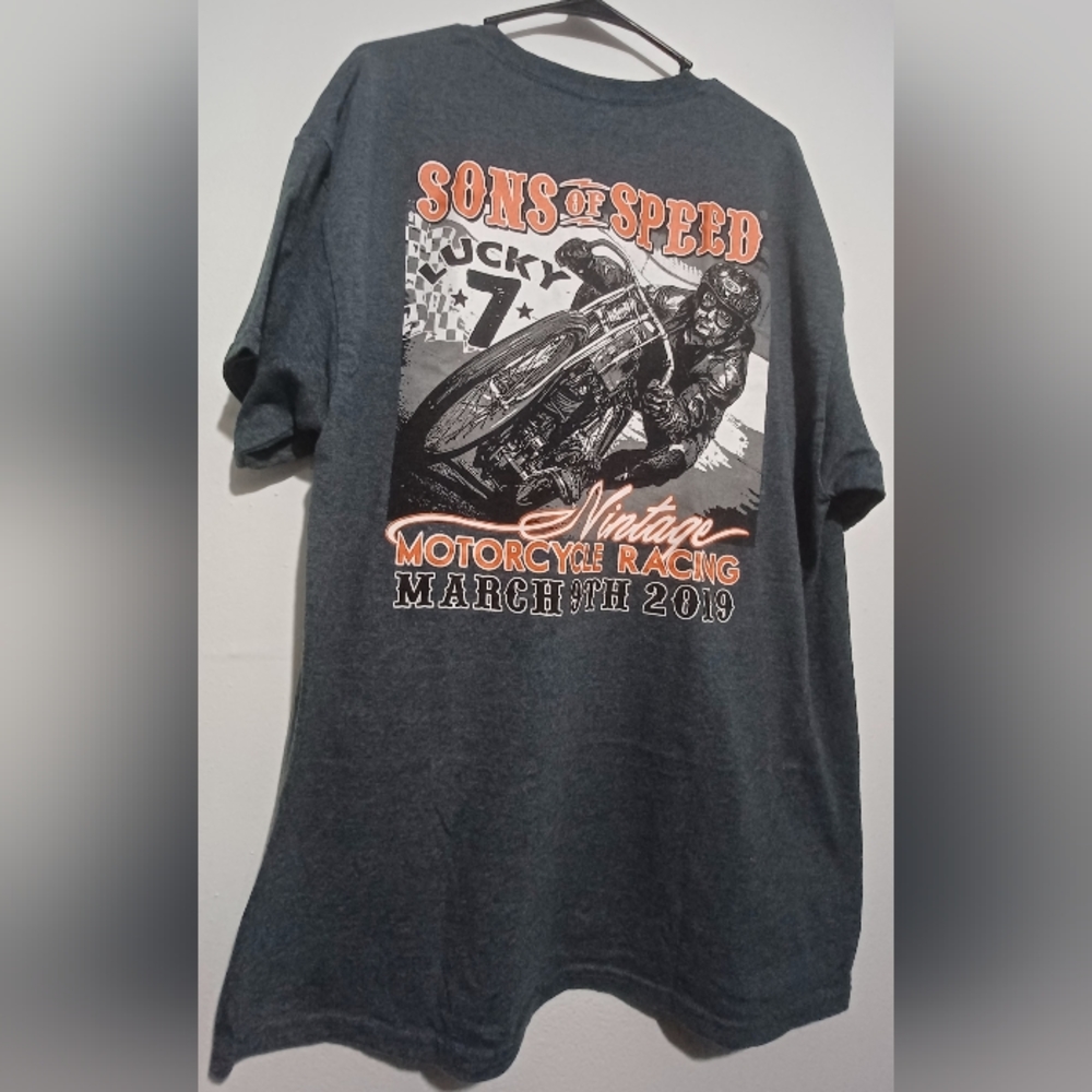 Lucky 7 Sons of Speed Men's XXL No Tag VTG Motorcycle Racing Shirt 3/9/19 Promo!